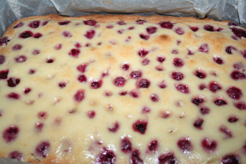 Пирог с брусникой и сметаной