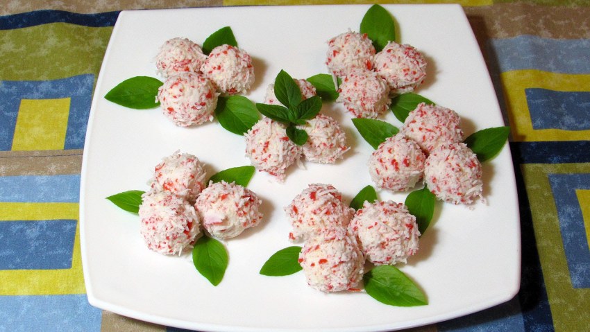 Закуска рафаэлки с крабовыми палочками