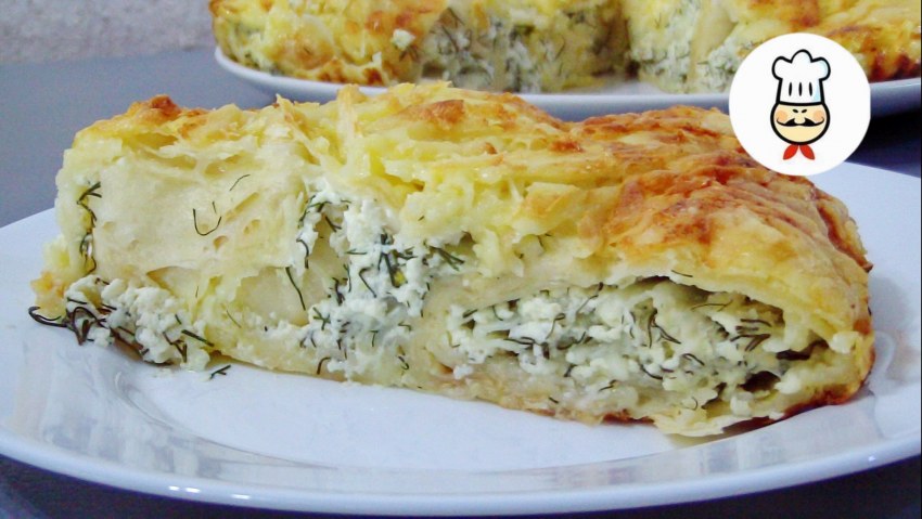 Пирог из лаваша с творогом и сыром