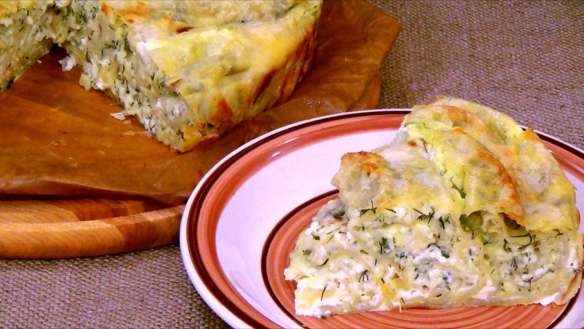 Пирог из лаваша с творогом и сыром в духовке