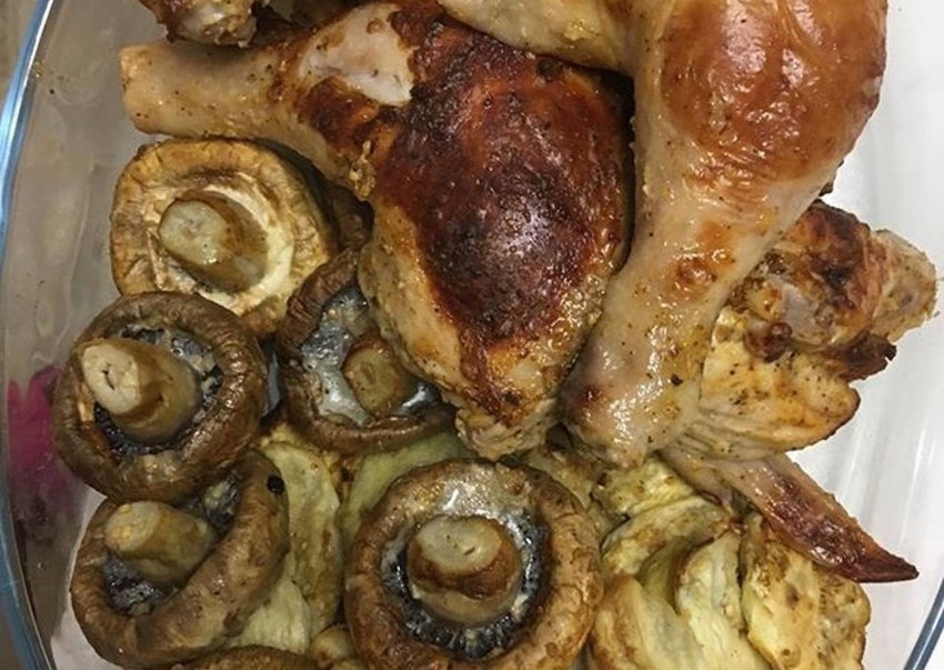Грибы с овощами аэрогриле