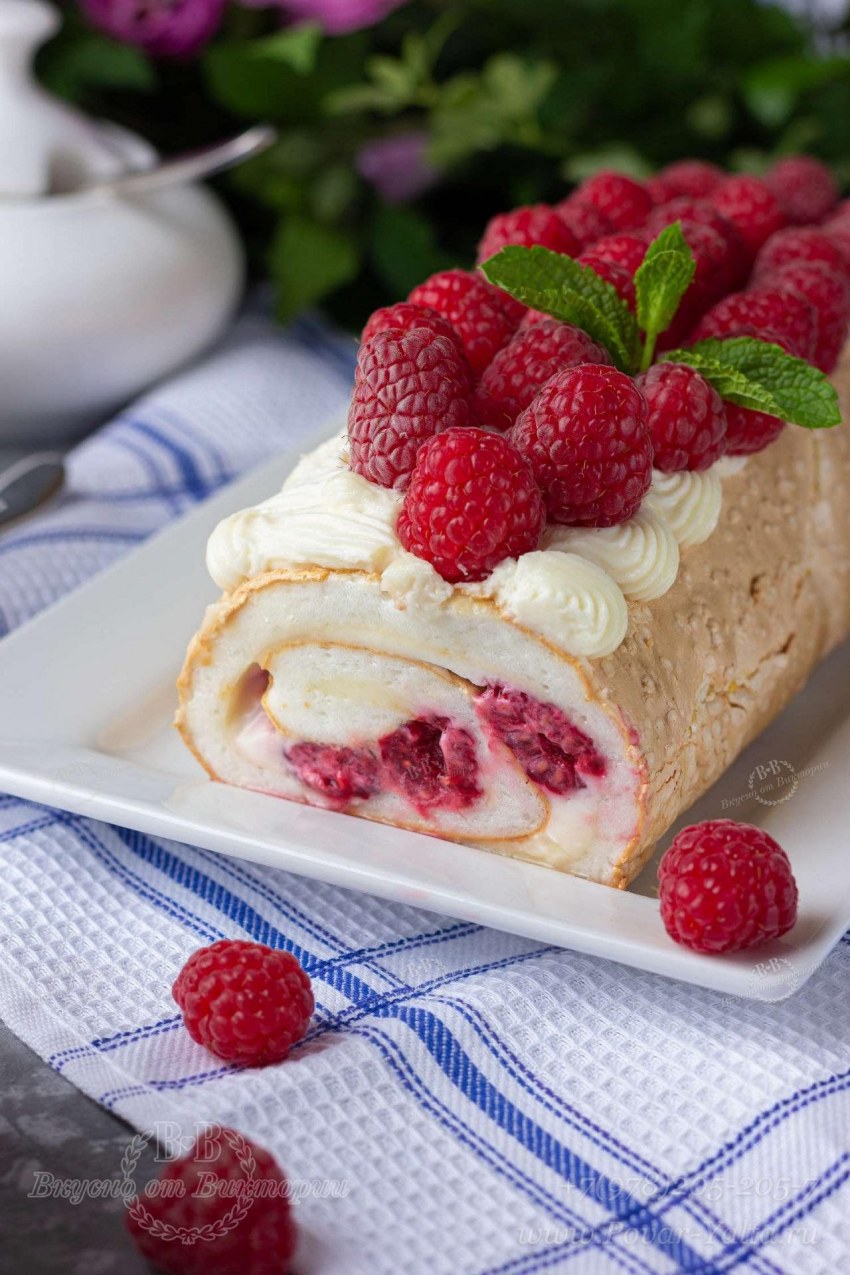 Меренговый рулет с маскарпоне