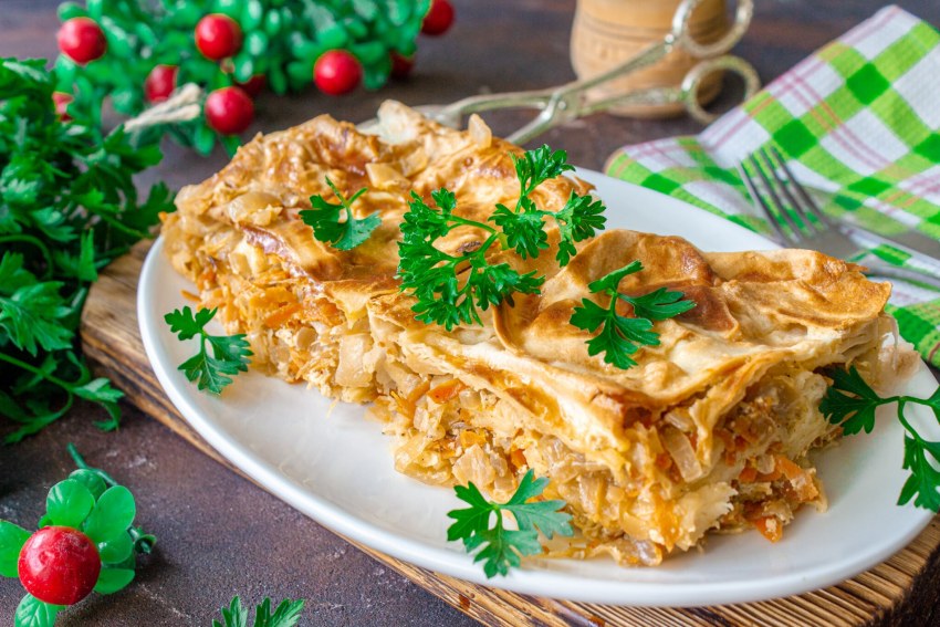 Пирог из лаваша с капустой