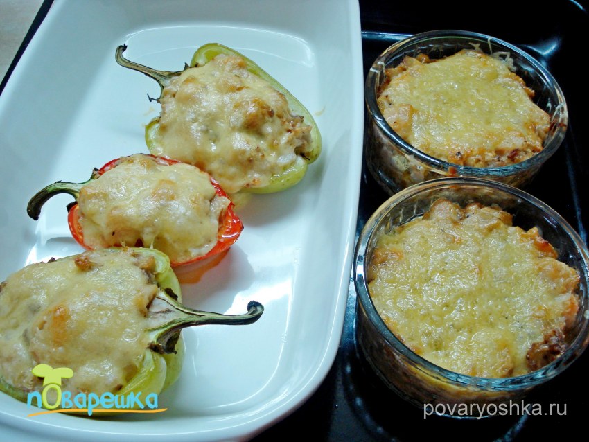 Жульен в перце с грибами и курицей