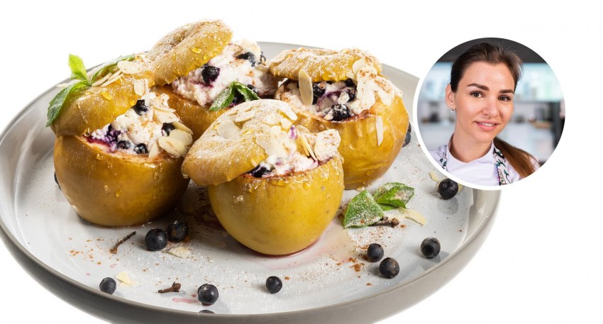 Овсянка с яблоком и корицей
