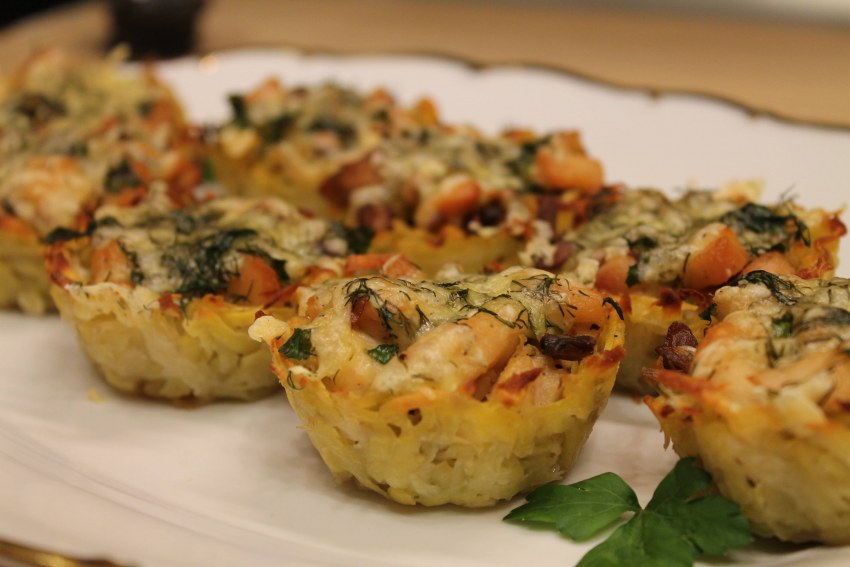 Корзиночки с грибами и сыром