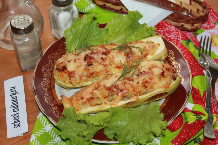 Кабачки с фаршем в духовке лодочки