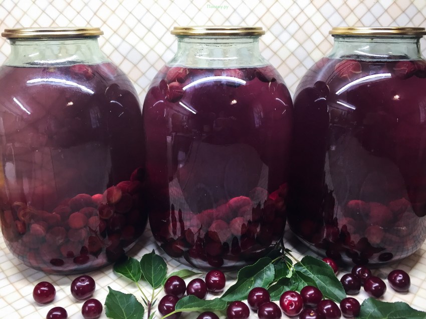 Компот из вишни на зиму на 3 литровую