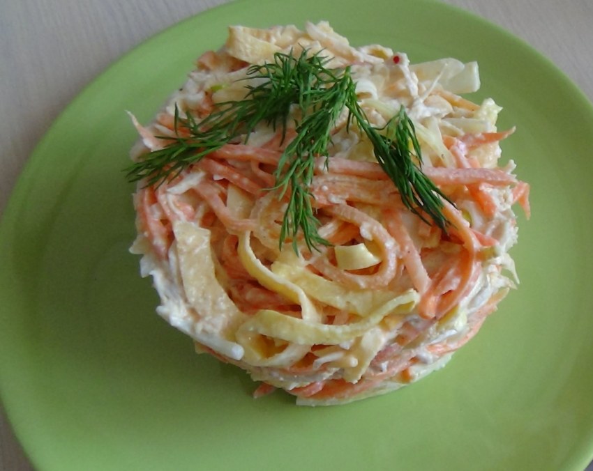 Салат с ветчиной и корейской морковью