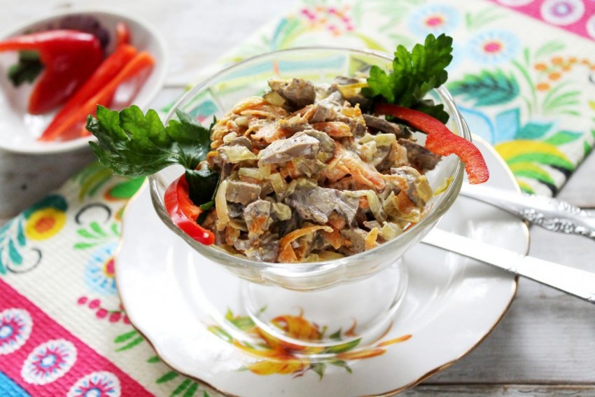 Салат мясной с грибами