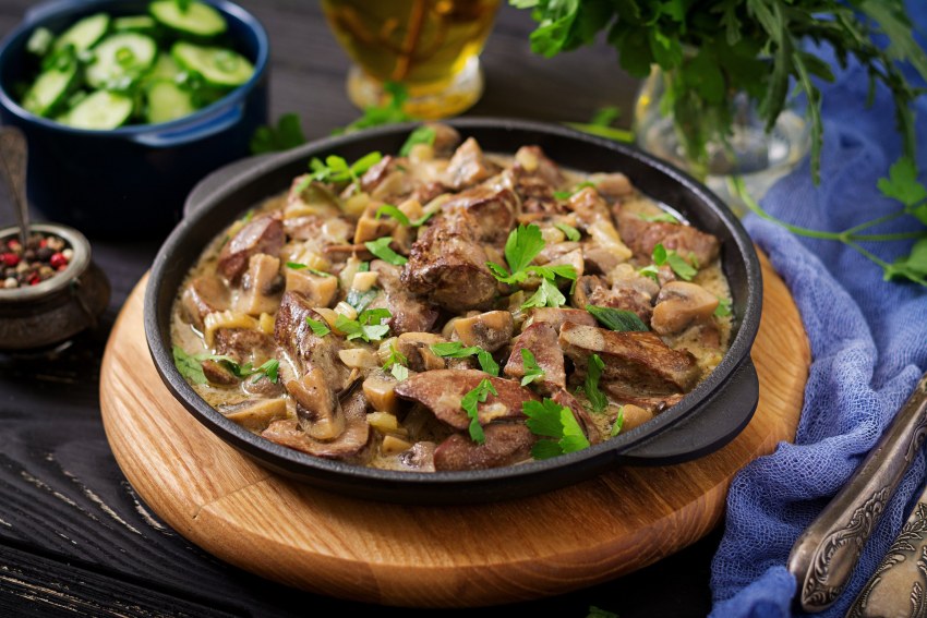 Пюре с куриной печенью