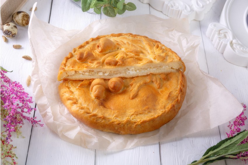Красивый пирог с капустой