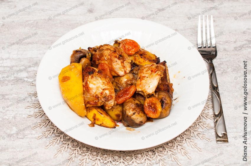 Пармантье с говядиной брокколи и шампиньонами