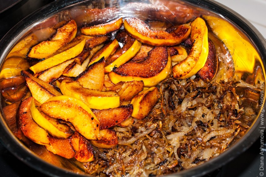 Тушеная айва с мясом