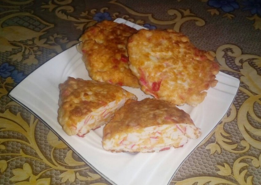 Рецепт котлет крабовые палочки с луком