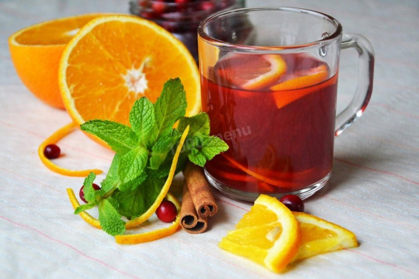 Чай клюквенный с лимоном