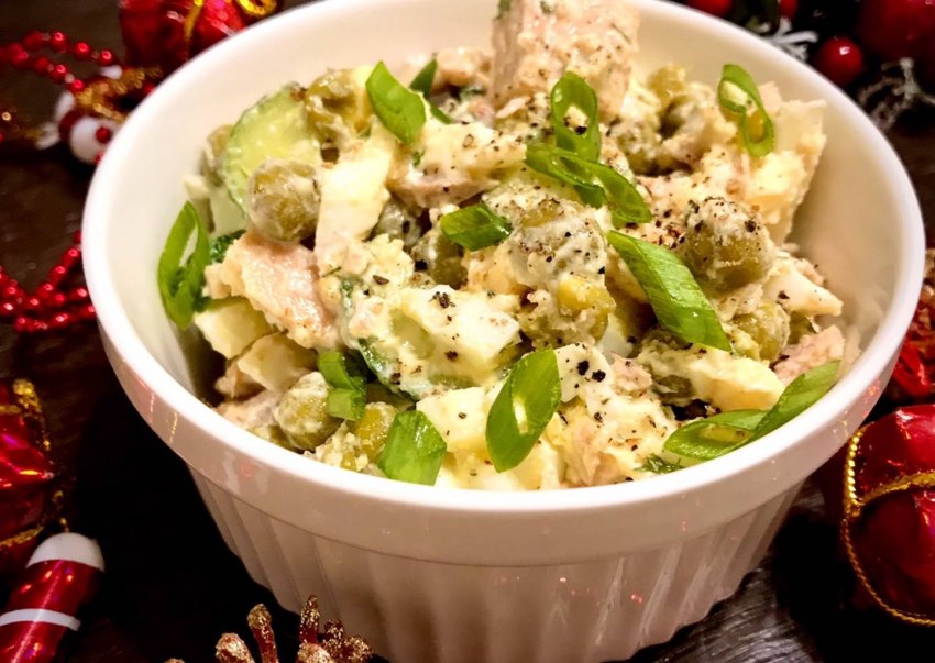 Салат с тунцом яблоком и фасолью