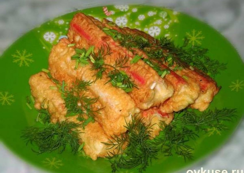 Оладьи с крабовыми палочками
