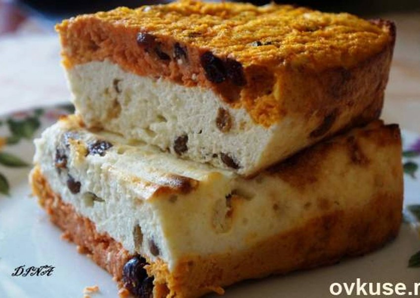 Запеканка с изюмом молоком