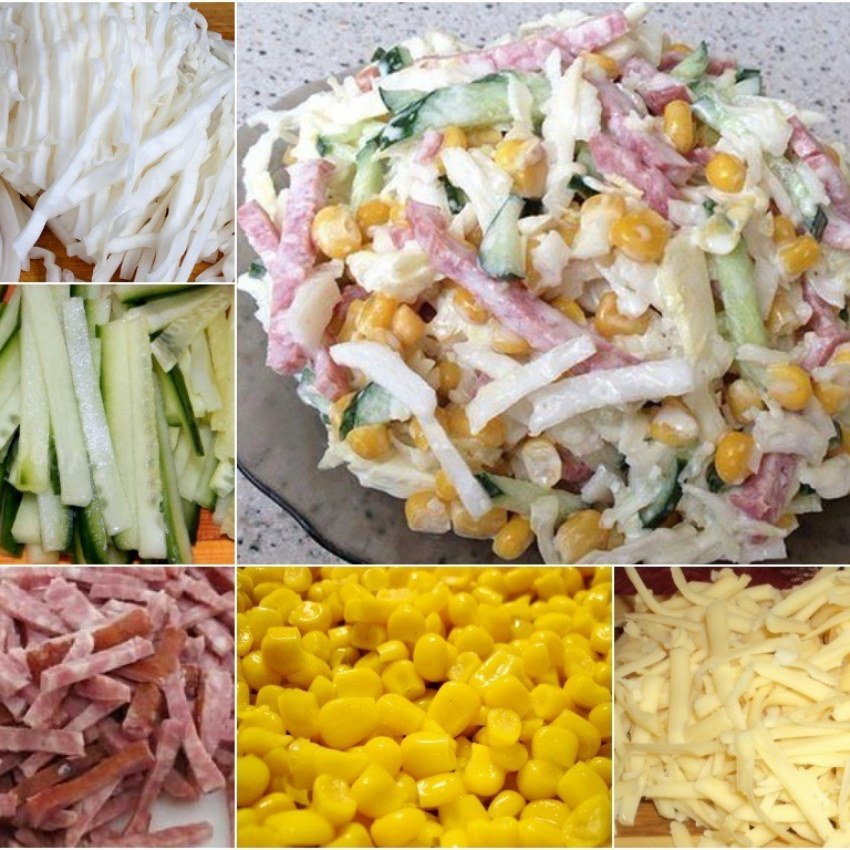 Салат ветчина помидоры кукуруза сыр
