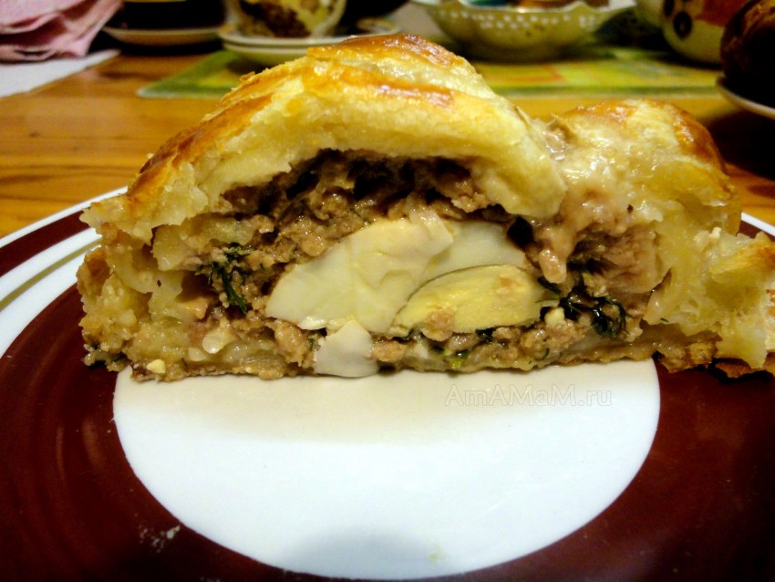 Мясной пирог с грибами