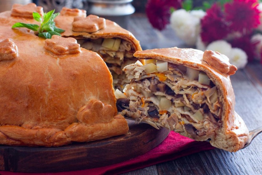 Заливной пирог с курицей
