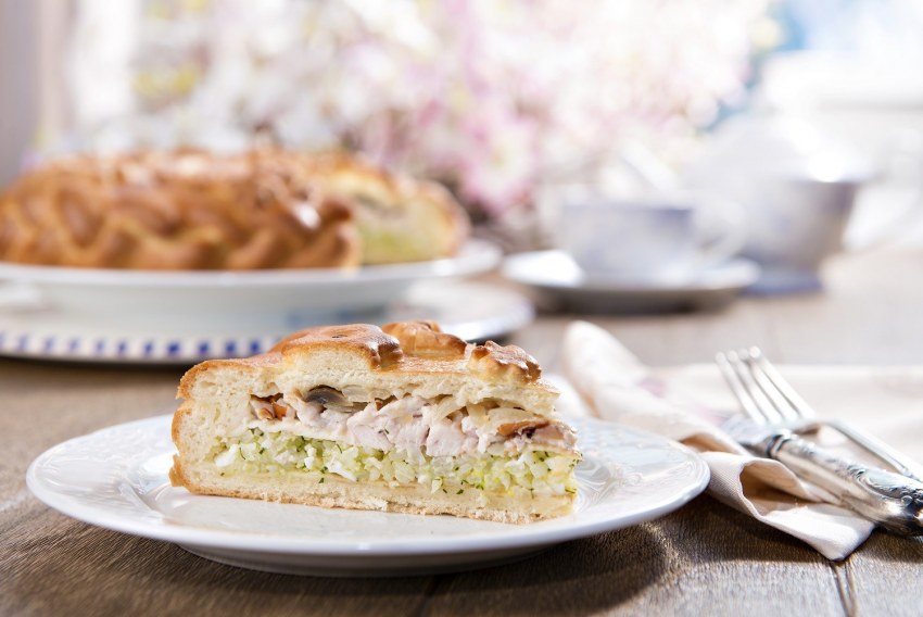 Пирог с картошкой курицей и сыром