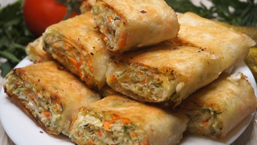Рулет из лаваша с корейской морковью