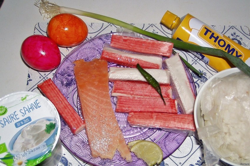 Крабовые палочки мясо вид сверху