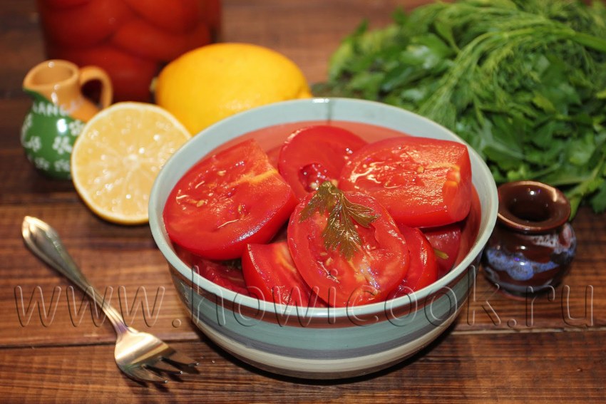 Помидоры маринованные половинками