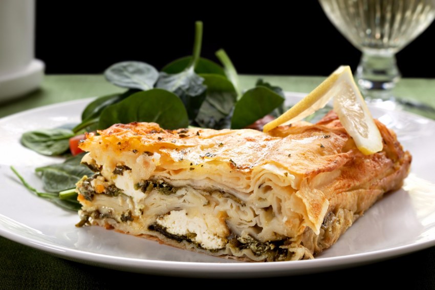 Пирог со шпинатом и грибами