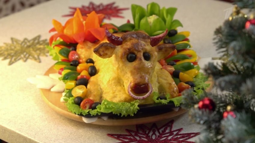 Бык из картошки