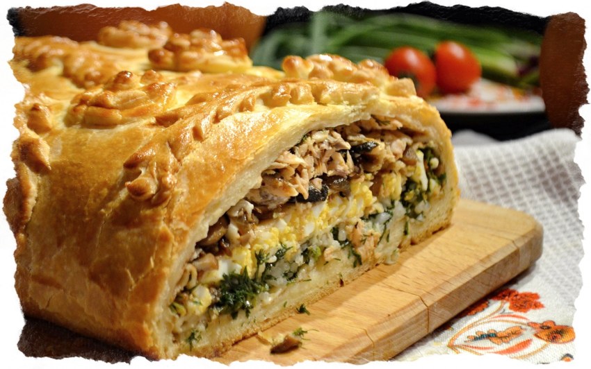 Кулебяка шестислойная