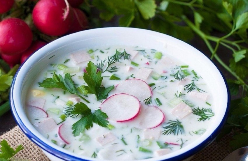 Окрошка с редиской на кефире