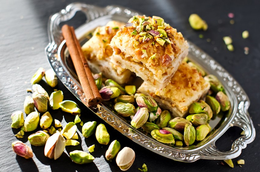 Турецкие сладости Baklava с фисташками