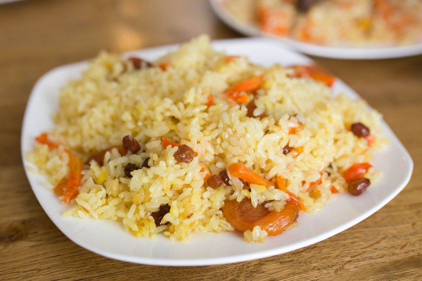 Булгур с куриными сердечками