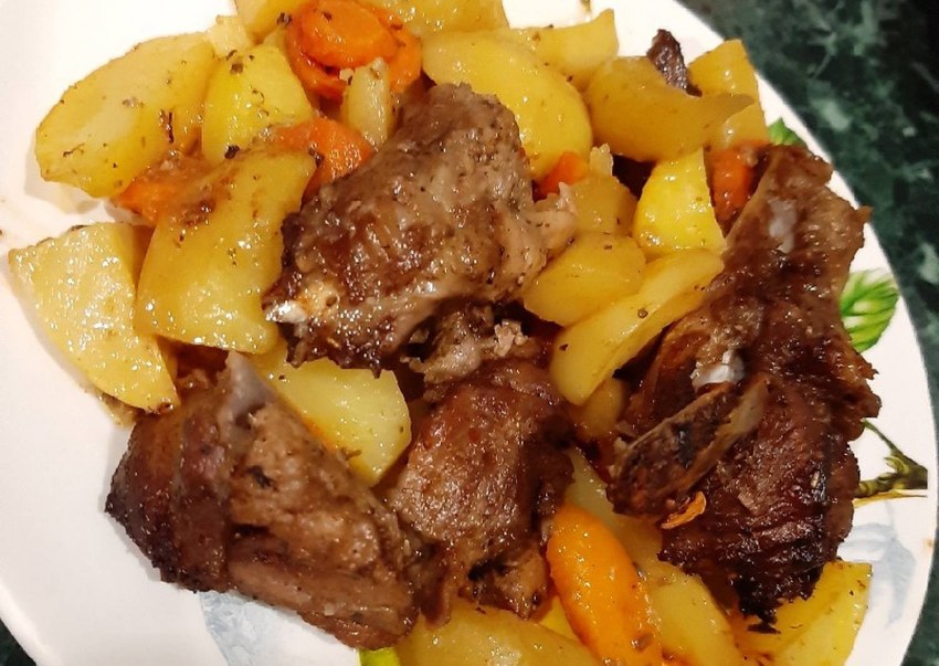 Тушёная картошка с мясом в казане пошаговый рецепт с фото
