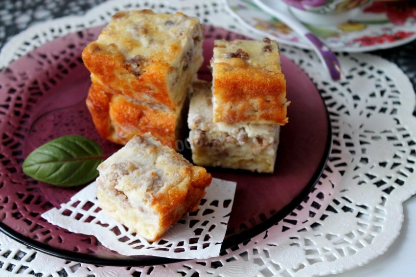 Заливной пирог (с фаршем и овощами)