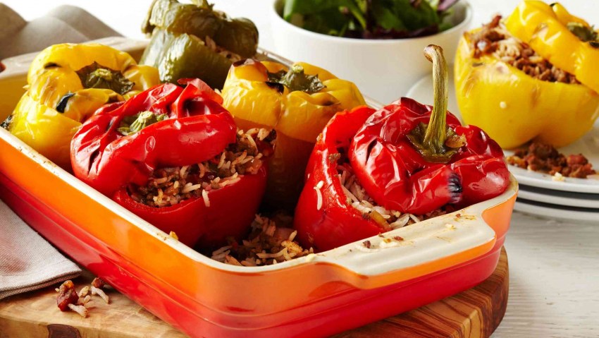 Перцы запеченные, фаршированные брынзой