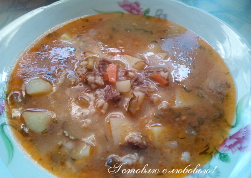 Рыбный суп с перловкой
