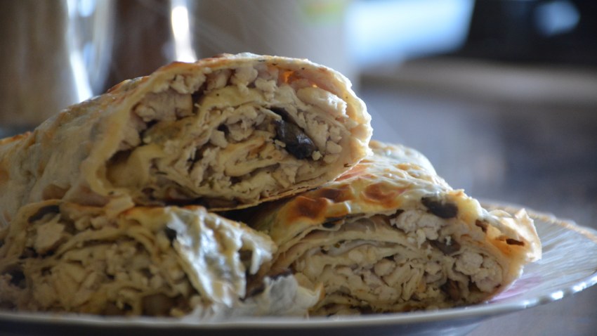 Лаваш с курицей и грибами