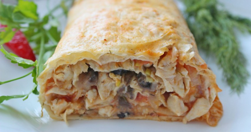 Лаваш с курицей и грибами