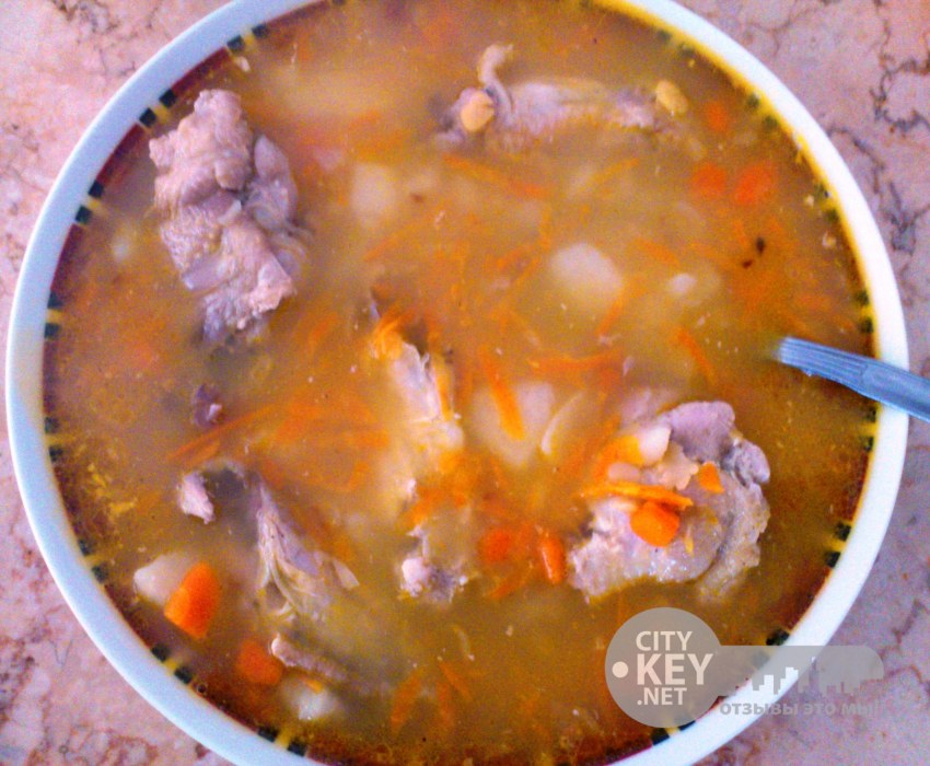 Суп с курицей и грибами и плавленным сыром
