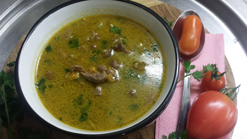 Суп с рожками