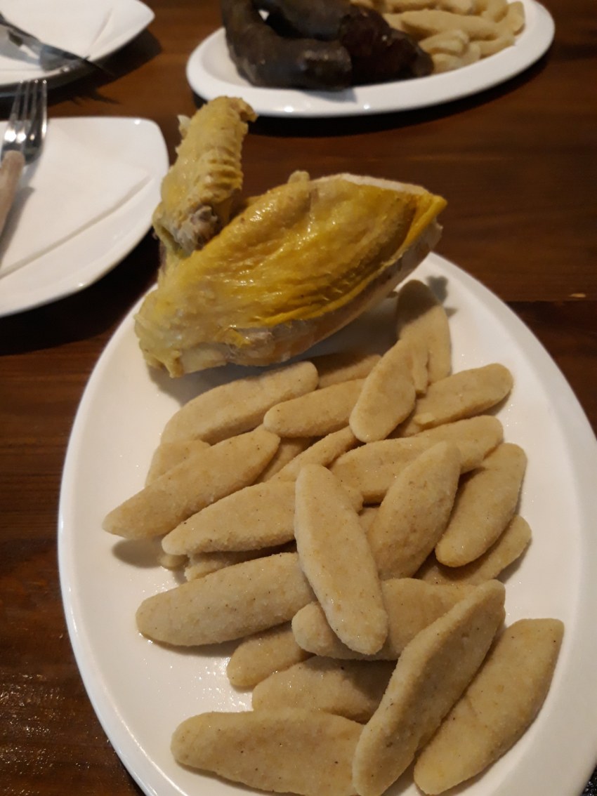 Галушки с мясом из картошки