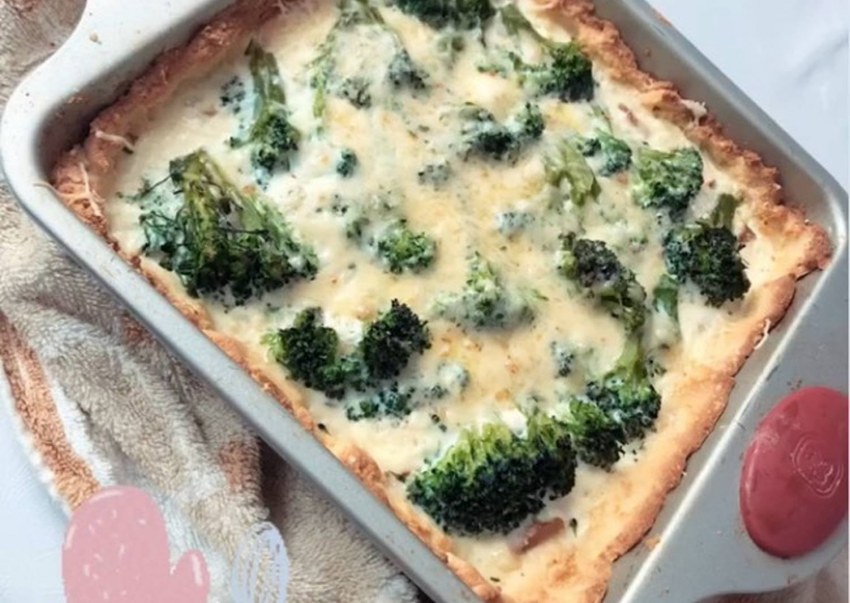 КИШ С красной рыбой и брокколи