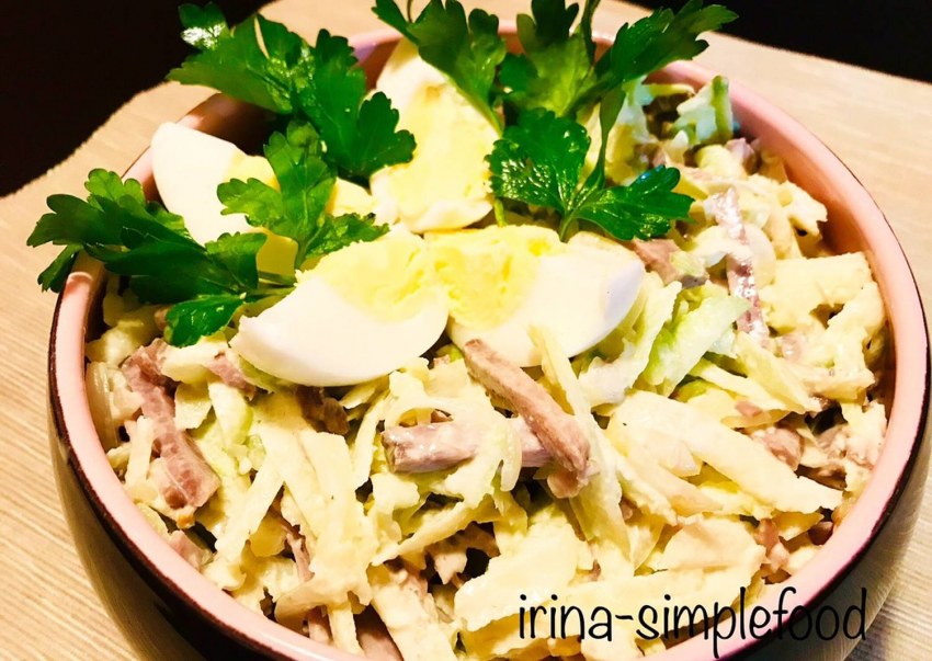 Салат с редькой и говядиной