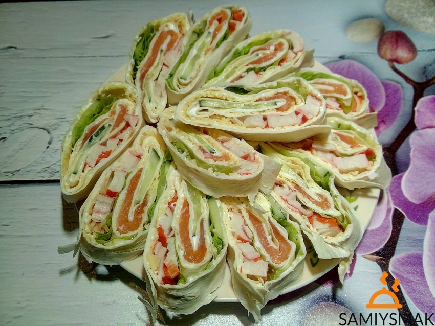 Закуска из лаваша с крабовыми палочками