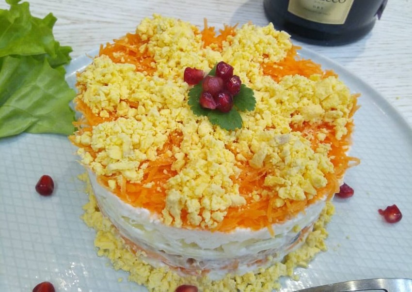 Мимоза с сардиной