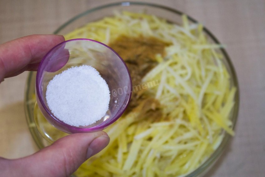 Корейский салат из картофеля с фаршем